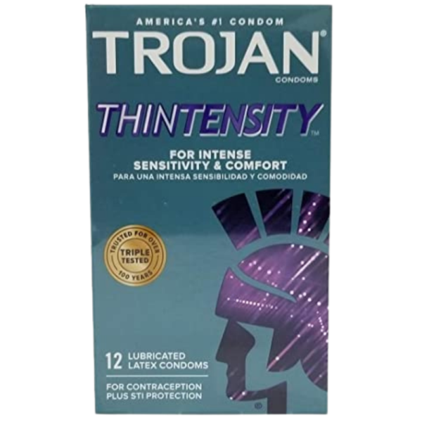 Trojan Condoms Thintensity For Intense Sensitivity & Comfort 12 Lubricated Condoms