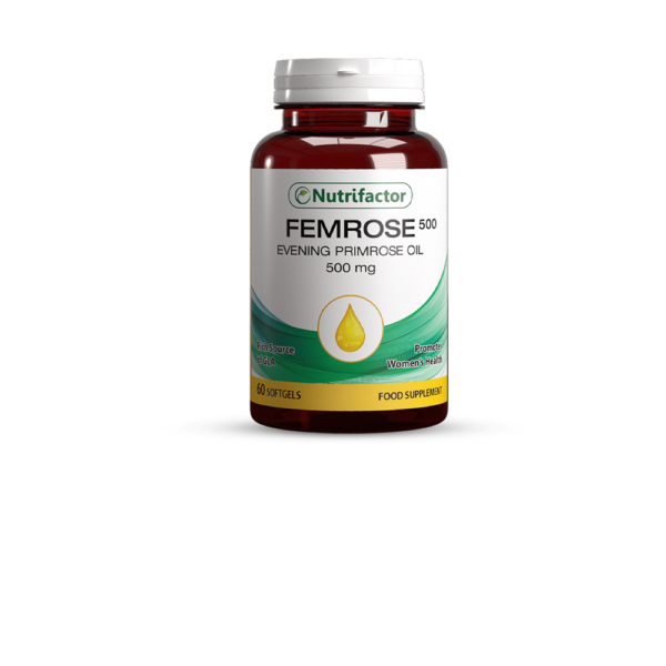 Nutrifactor Femrose 500 Evening Primrose Oil 500mg For Womens 60 Softgels