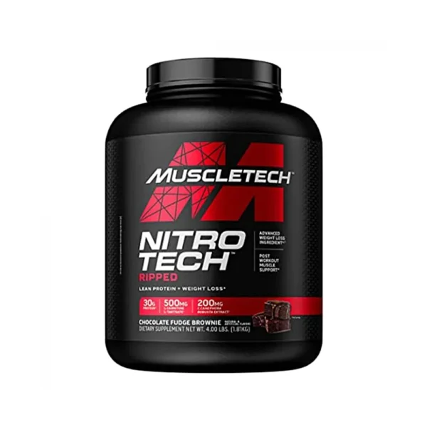 MuscleTech, Nitro Tech Ripped, Lean Protein + Weight Loss, Chocolate Fudge Brownie, 4 lbs (1.81 kg)