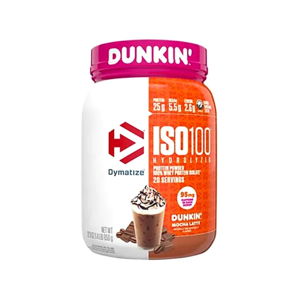 Dymatize, ISO100 Hydrolyzed, 100% Whey Protein Isolate, Dunkin Mocha Latte 1.43 LB (650 g)