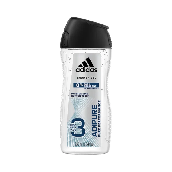 Adidas Shower Gel Moisturising Cotton Tech Adipure Pure Performance 8.4 Fl Oz 250 Ml