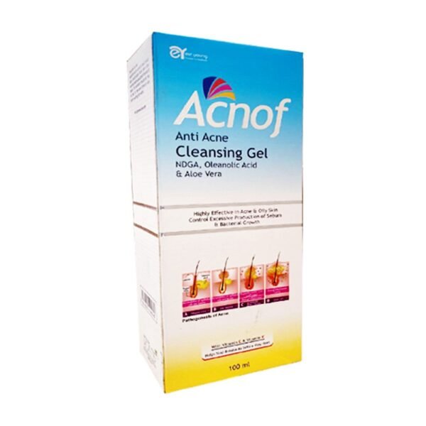 AsraDerm Acnof Anti Acne Cleansing Gel NDGA, Oleanolic Acid & Aloe Vera, 100ml