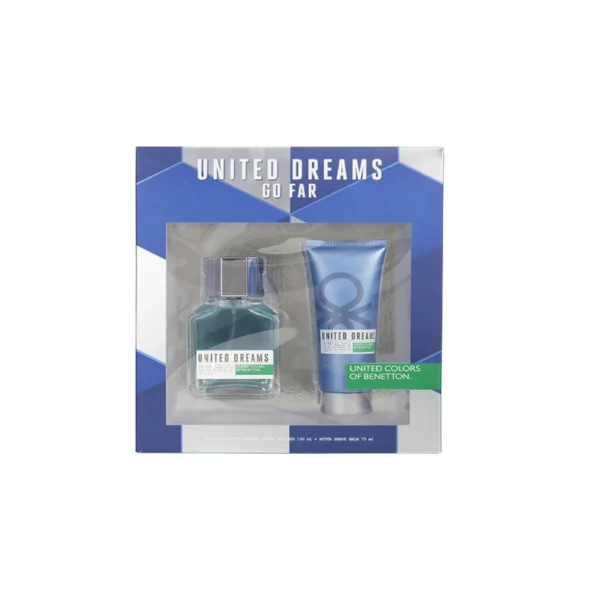 Benetton United Dreams Men Go Far Gift Set 100ml Eau De Toilette + Aftershave Balm 75ml