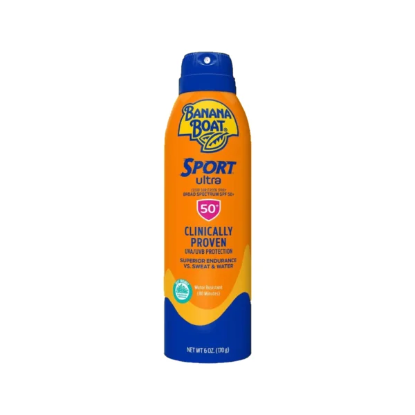 Banana Boats Sport Ultra Clear Sunscreen Spray Clinically Proven UVA/UVB Protection (SPF 50), 6 Fl Oz