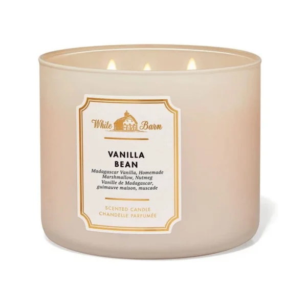 Bath & Body Works 3-Wick Candles White Barn Vanilla Bean Scented Candle Chandelle Parfumee