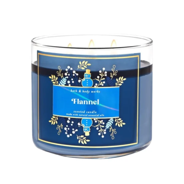 Bath & Body Works 3-Wick Candles Flannel Scented Candle, Made With Natural Essential Oils