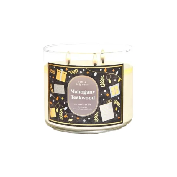 Bath & Body Works 3-Wick Candles Mahogany Teakwood Scented Candle, Made With Natural Essential Oils