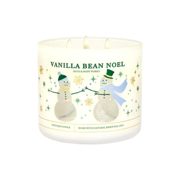 Bath & Body Works 3-Wick Candles Vanilla Bean Noel Scented Candle, Made With Natural Essential Oils