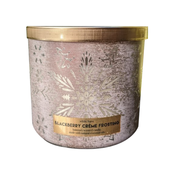 Bath & Body Works White Barn 3-Wick Candles Blackberry Creme Frosting Luminary Scented Candle Made With Natural Essential Oils
