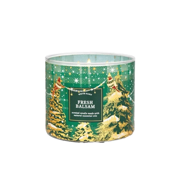 Bath & Body Works White Barn 3-Wick Candles Fresh Balsam Scented Candle Made With Natural Essential Oils