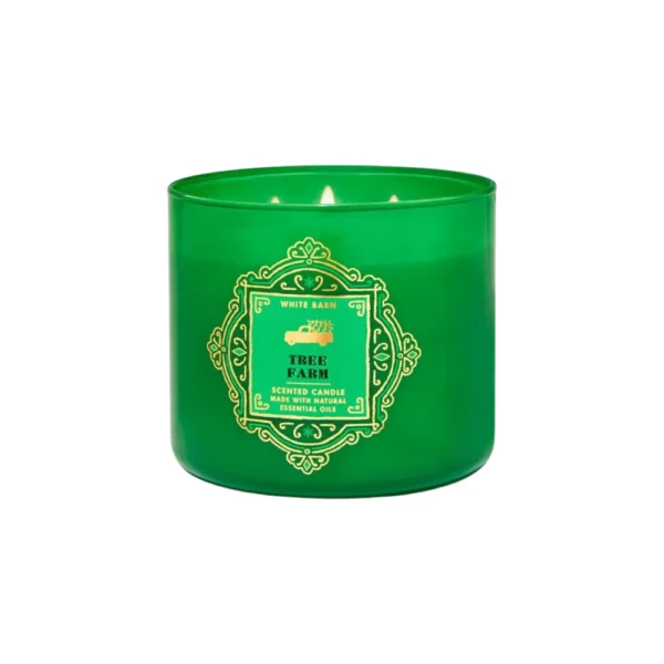 Bath & Body Works White Barn 3-Wick Candles Tree Farm Scented Candle, Made With Natural Essential Oils