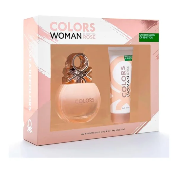 Benetton Colors Rose Women Gift Set Eau De Toilette 80ml+Body Lotion 75ml