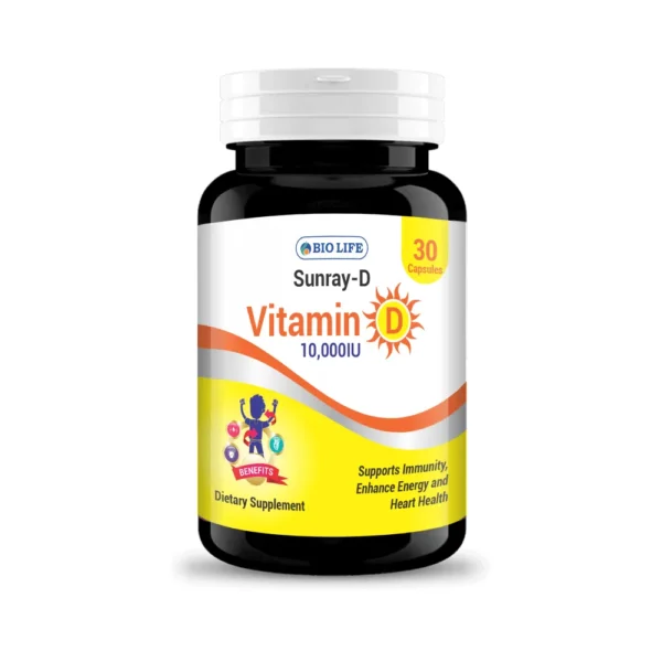 Bio-Life Sunray-D Vitamin D 10,000 IU Immunity Enhance Energy & Heart Health 30 Tablets