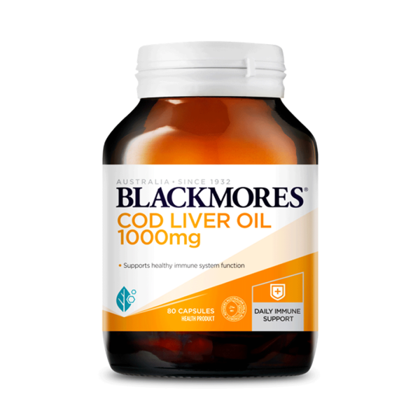Blackmores Cod Liver Oil 1000mg, Supports Healthy Immune System Function, 80 Capsules