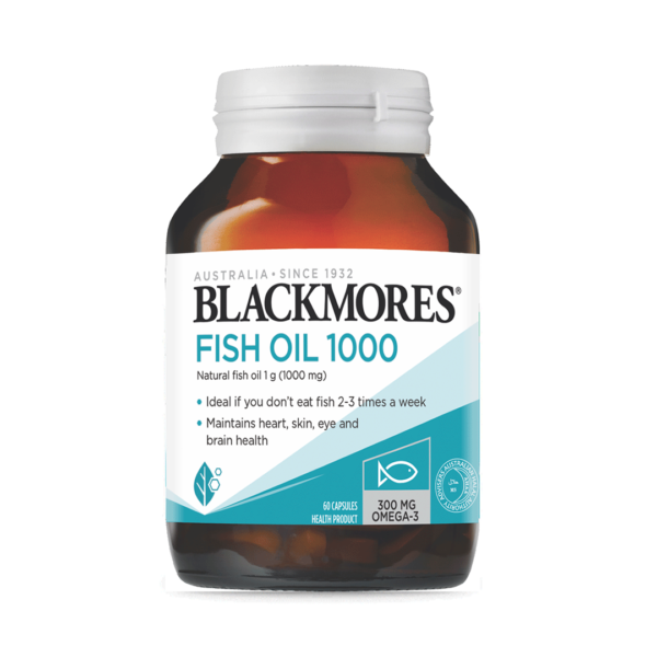 Blackmores Fish Oil 1000, Maintains Heart, Skin, Eye And Brain Health, 60 Capsules