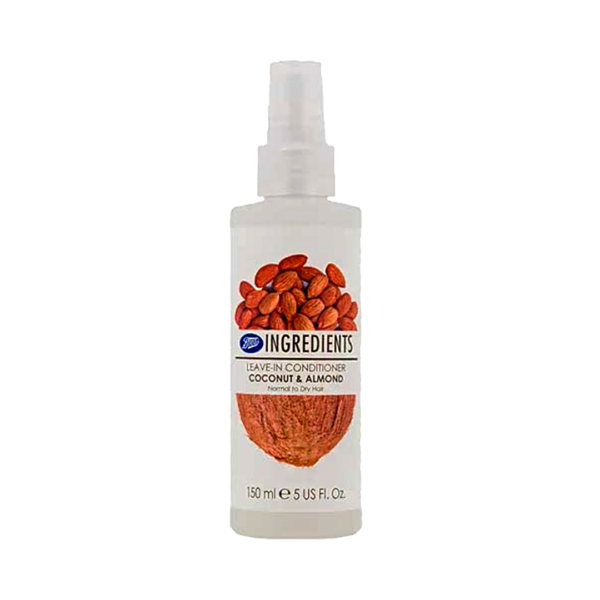 Boots Ingredients Leave In Conditioner Coconut & Almond Normal To Dry Hair 5 Us Fl Oz