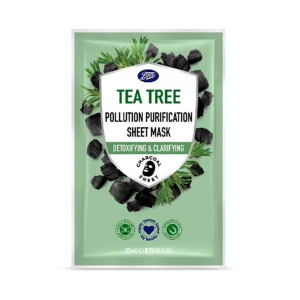 Boots Tea Tree Pollution Purification Sheet Mask Detoxifying & Clarifying 23 ml 0.77 fl oz