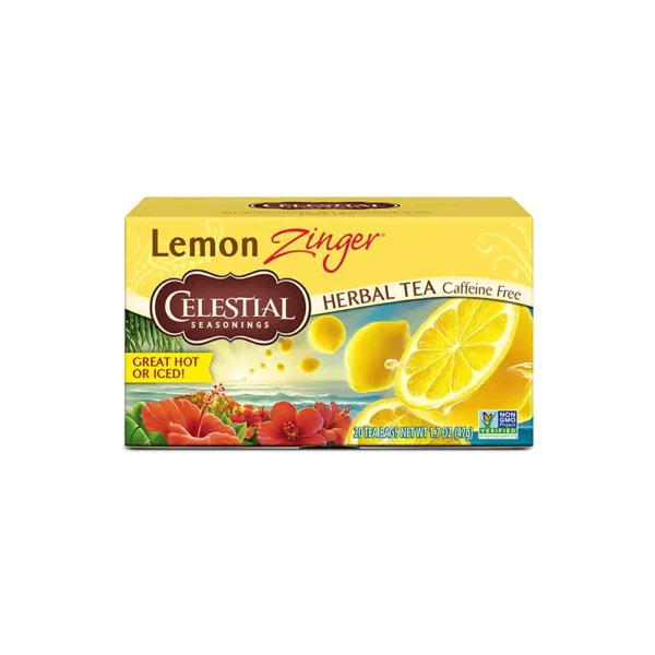 Celestial Seasonings, Herbal Tea, Lemon Zinger, Caffeine Free, 20 Tea Bags, 1.7 oz (47 g)