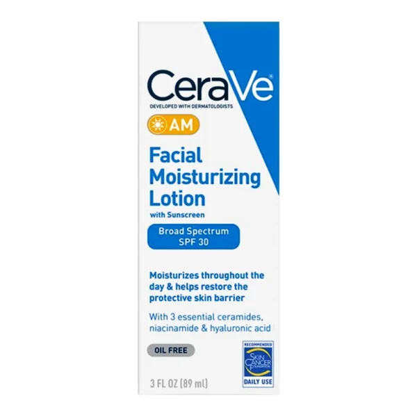 CeraVe AM Facial Moisturizing Lotion Broad Spectrum SPF 30, 3 Oz 89ml