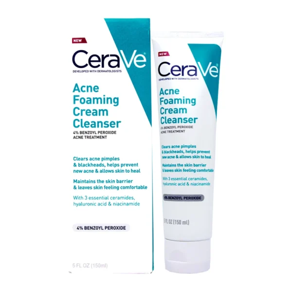 CeraVe Acne Foaming Cream Cleanser, With 3 Essential Ceramides Hyaluronic Acid & Niacinamide, 5 FL Oz (150ml)