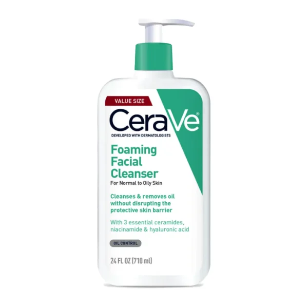CeraVe Foaming Facial Cleanser For Normal To Oily Skin, 24 FL Oz (710ml)