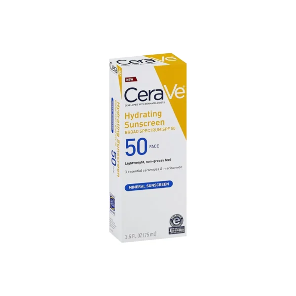 CeraVe Hydrating Face Sunscreen Broad Spectrum SPF 50, 2.5 Fl Oz