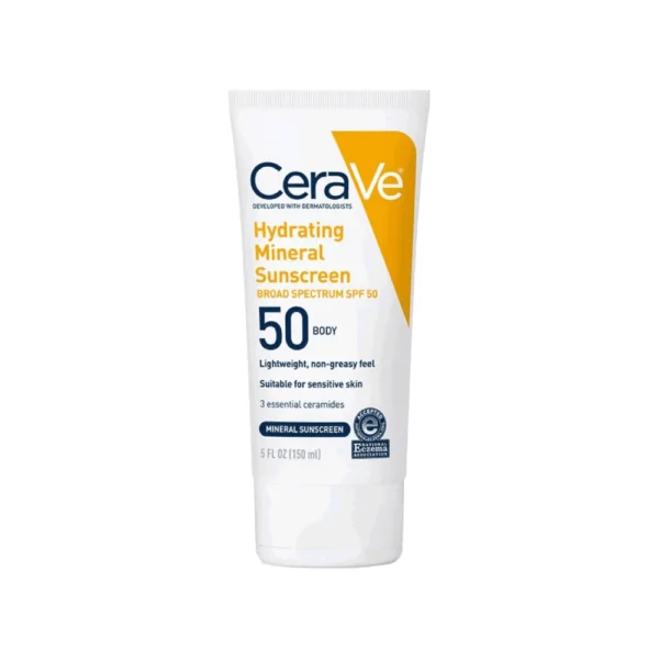 CeraVe Hydrating Mineral Sunscreen Broad Spectrum SPF 50, Body 5 FL Oz