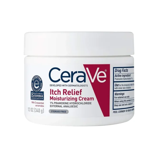 CeraVe Itch Relief Moisturizing Cream, External Analgesic, Steroid Free 12 OZ. (340g)