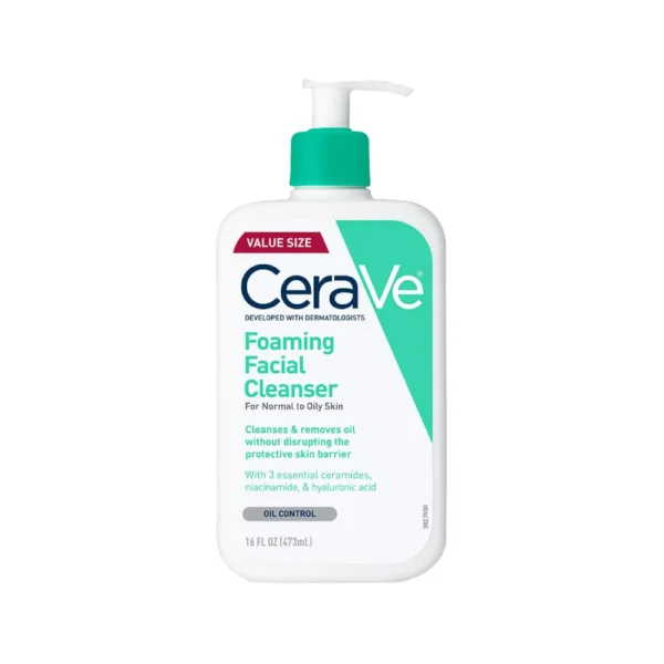 Cerave Foaming Facial Cleanser, For Normal To Oily Skin, 16 FL OZ