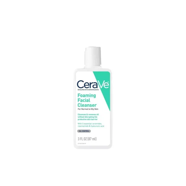 Cerave Foaming Facial Cleanser For Normal To Oily Skin, 3 FL OZ