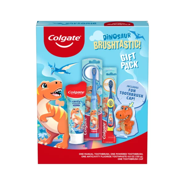 Colgate Kids Toothbrush Set With Toothpaste, Dinosaur Gift Pack