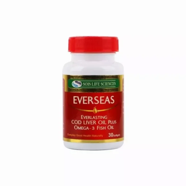 Sois Life Science Everseas Everlasting COD Liver Oil Plus Omega-3 Fish Oil (EVERYDAY GOOD HEALTH NATURALLY) 30 Softgels