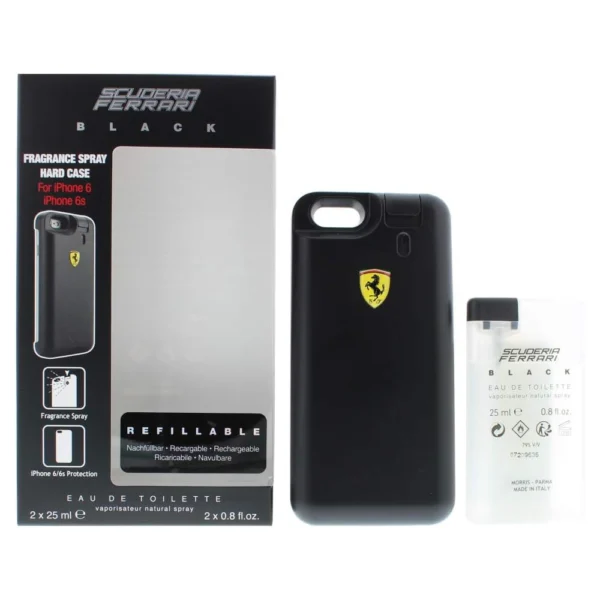 Ferrari Black Gift Set 2 x 25ml Eau De Toilette EDT + Fragrance Spray Hard Case for IPhone 6