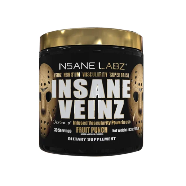 Insane Labz, Insane Veinz Gold Infused Vascularity Powderhouse Fruit Punch Dietary Supplement, 30 Servings