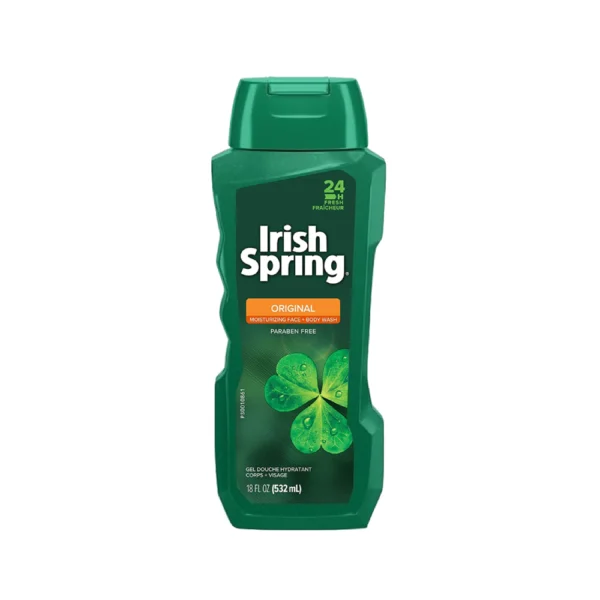 Irish Spring Original Moisturizing Face & Body Wash, Gel Douche Hydrantant, 18 FL.OZ (532ml)