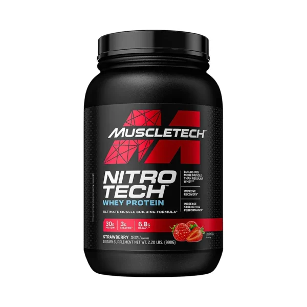 Muscletech Nitro Tech 100% Whey Gold Ultra-Pure Muscle Building Formula Strawberry 2 LB 998g