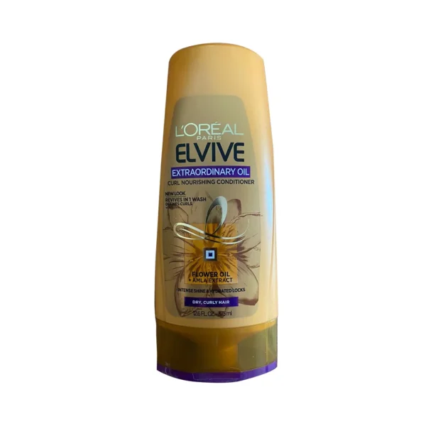 Loreal Paris Elvive Extraordinary Oil, Curls Nourishing Conditioner, Flower Oil & Amla Extract, Intense Shine And Hydrated Locks, 12.6 FL. OZ (375ml)