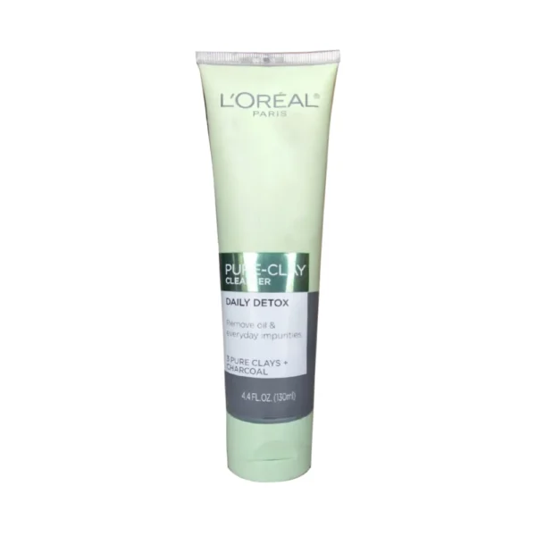 Loreal Paris Pure-Clay Cleanser, Daily Detox With Charcoal, Remove Oil & Everyday Impurities 4.4 fl.OZ (130ml)