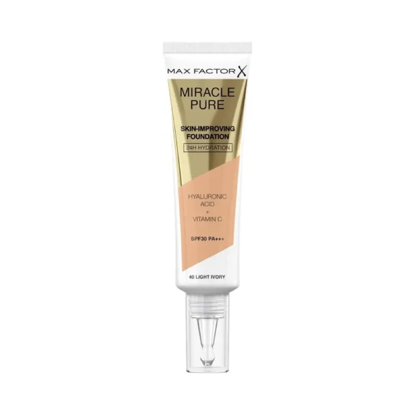 Max Factor Miracle Pure Skin Improving Foundation 24H Hydration 40 Light Ivory