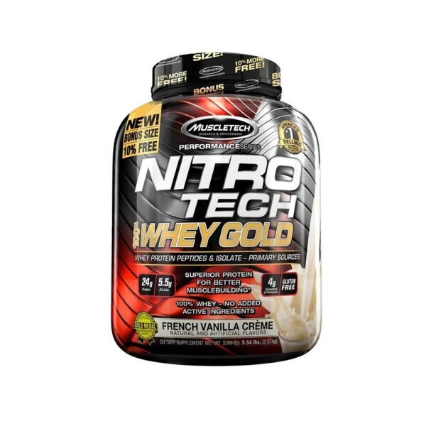 Muscle Tech, Nitro Tech 100% Whey Gold French Superior Protein For Better Muscle Building Vanilla Cream 5.53 lbs. (2.51 kg)