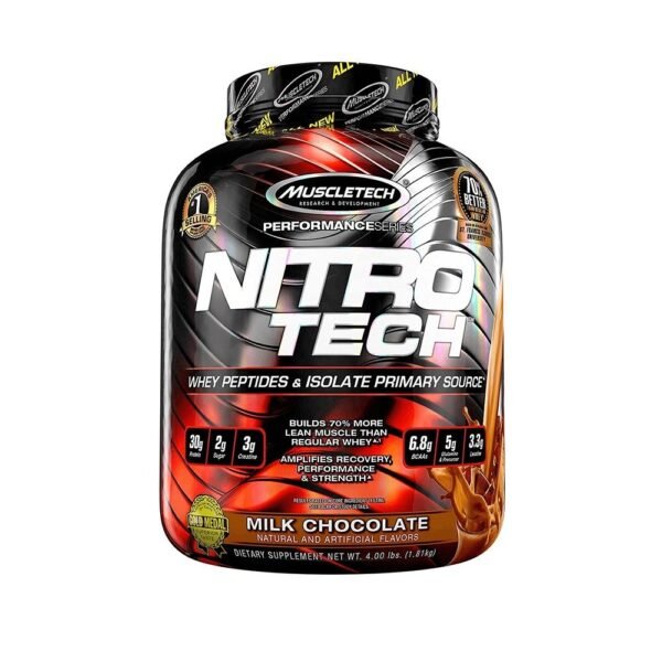 Muscletech, NitroTech Whey Peptides & Isolate Primary Source Milk Chocolate 4.00 lbs (1.81 kg)