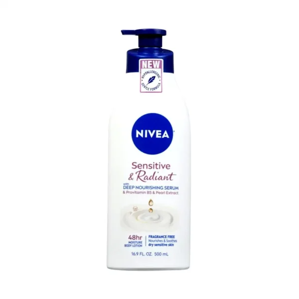 Nivea Sensitive and Radiant With Deep Nourishing Serum 48hr 16.9 Fl Oz 500ml Pump Bottle