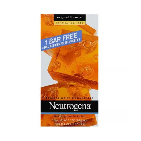 Neutrogena Transparent Facial Bar Fragrance Free Pack Of Three 3.5 OZ (100g) Each