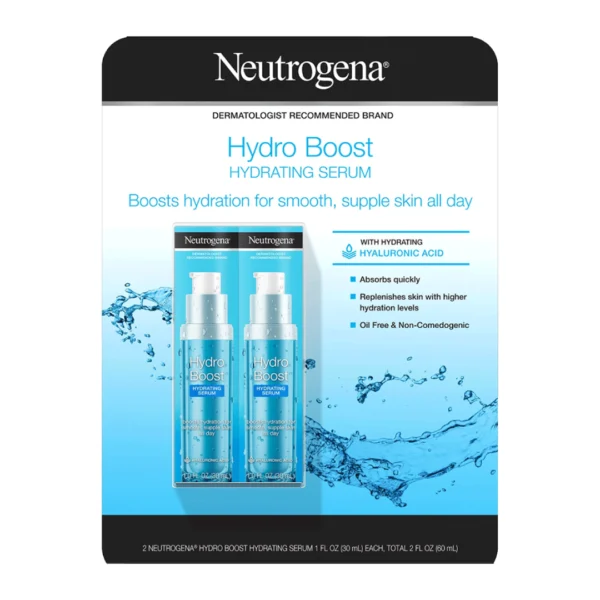 Neutrogena Hydro Boost Hydrating Serum Boosts Hydration For Smooth, Supple Skin All Day With Hydrating Hyaluronic Acid 1.0 FL Oz Each, Total 2Fl Oz (60mL)