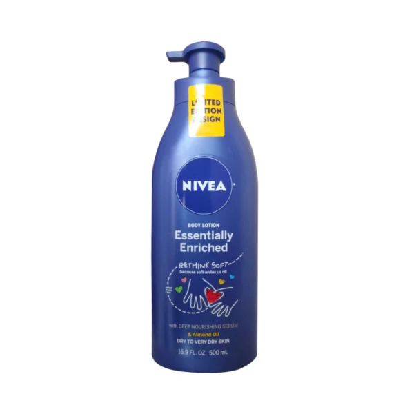 Nivea Lotion Essentially Enriched, Nourishing Serum & Almond Oil, For Dry to Very Dry Skin 16.9 Fl.OZ (500ml)