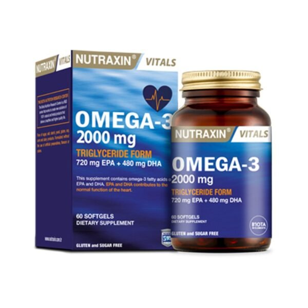 Nutraxin Vitals Omega-3 2000mg Triglyceride Form 60 Softgels Dietary Supplement