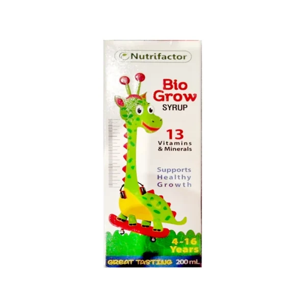 Nutrifactor Bio Grow Syrup 13 Vitamins & Minerals Supports Healthy Growth 4-16 Years 200 ml