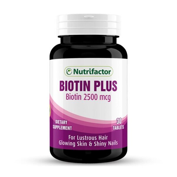 Nutrifactor Biotin Plus 2500 mcg (For Lustrous Hair Glowing Skin & Shiny Nails) 30 Tablets