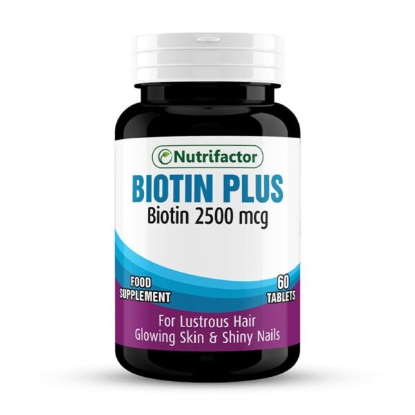 Nutrifactor Biotin Plus 2500mcg For Lustrous Hair, Glowing Skin & Shinny Nails 60 Tablets