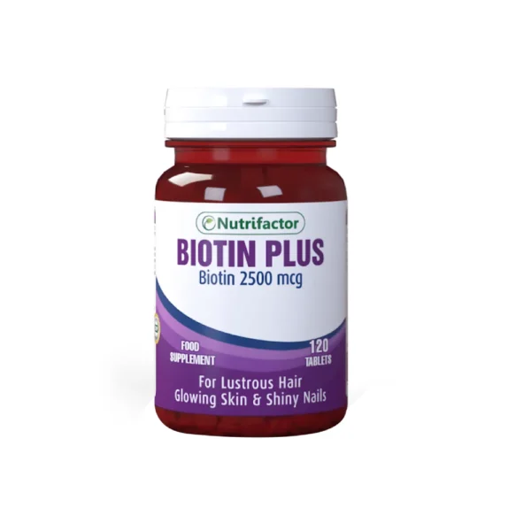 Nutrifactor Biotin Plus 2500mcg For Lustrous Hair, Glowing Skin & Shiny Nails 120 Tablets